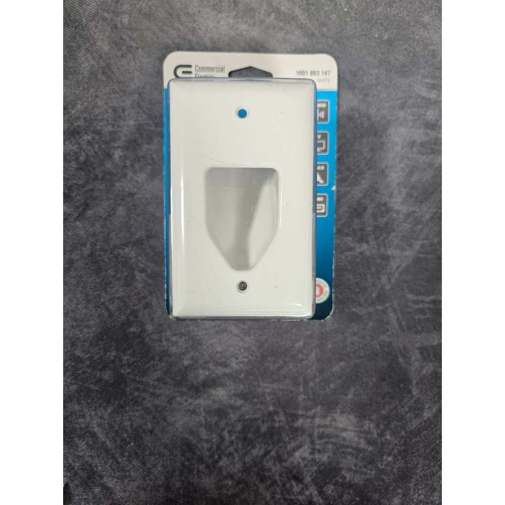Commercial Electric 1-Gang Recessed Low Voltage Cable Wall Plate - White 9